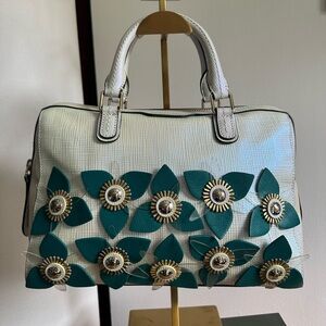 Henri Bendel west 57th Iridescent Satchel with Floral Appliqué